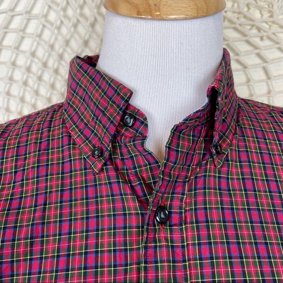 J. Crew cotton plaid red button down top medium - Picture 2 of 6